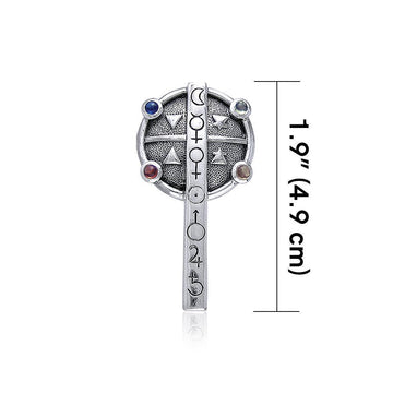 Astrologers Cross Sterling Silver Pendant With Mix Gems TP3572